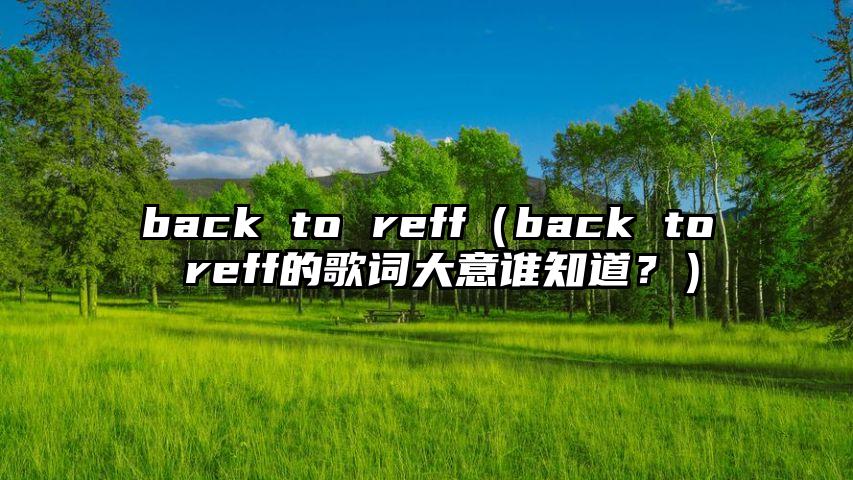 back to reff（back to reff的歌词大意谁知道？）