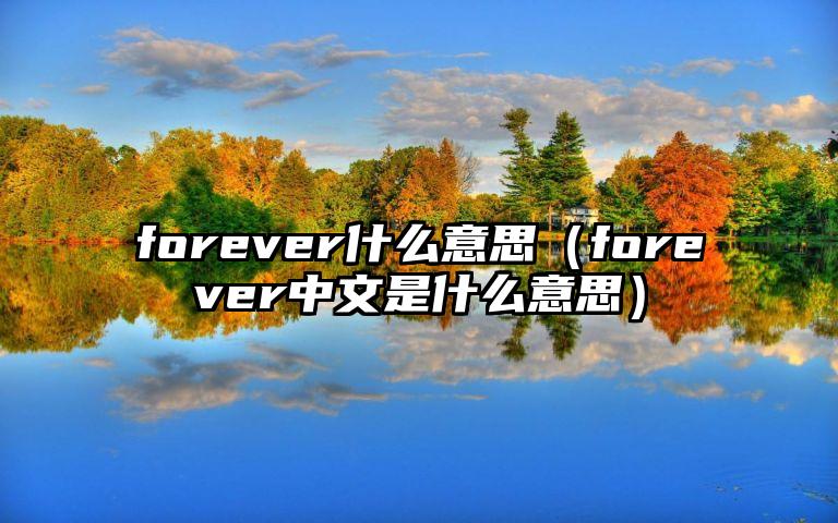 forever什么意思（forever中文是什么意思）