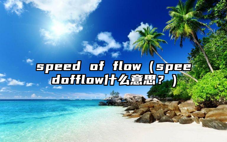 speed of flow（speedofflow什么意思？）