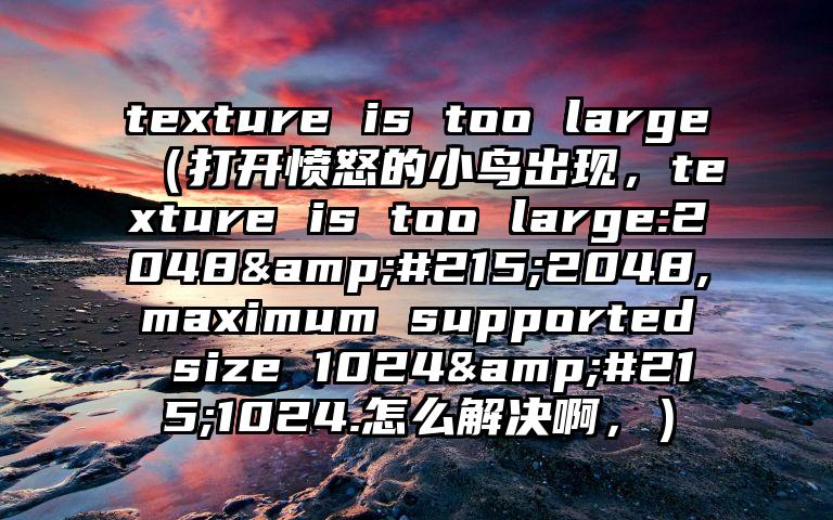 texture is too large（打开愤怒的小鸟出现，texture is too large:2048&#215;2048,maximum supported size 1024&#215;1024.怎么解决啊，）