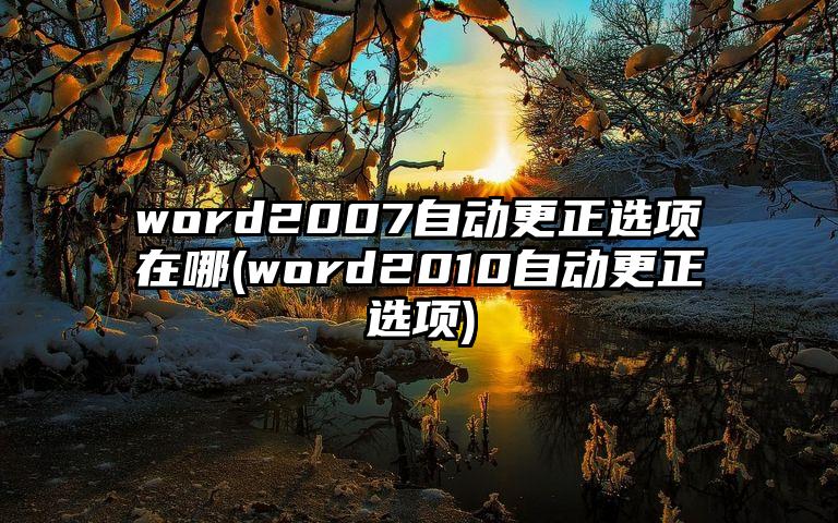 word2007自动更正选项在哪(word2010自动更正选项)