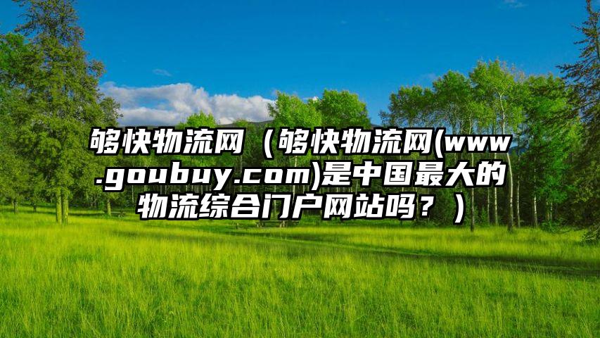 够快物流网（够快物流网(www.goubuy.com)是中国最大的物流综合门户网站吗？）