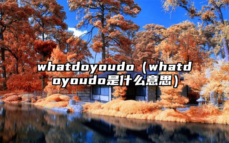whatdoyoudo（whatdoyoudo是什么意思）