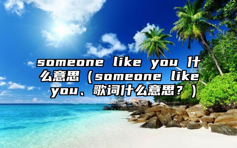 someone like you 什么意思（someone like you、歌词什么意思？）