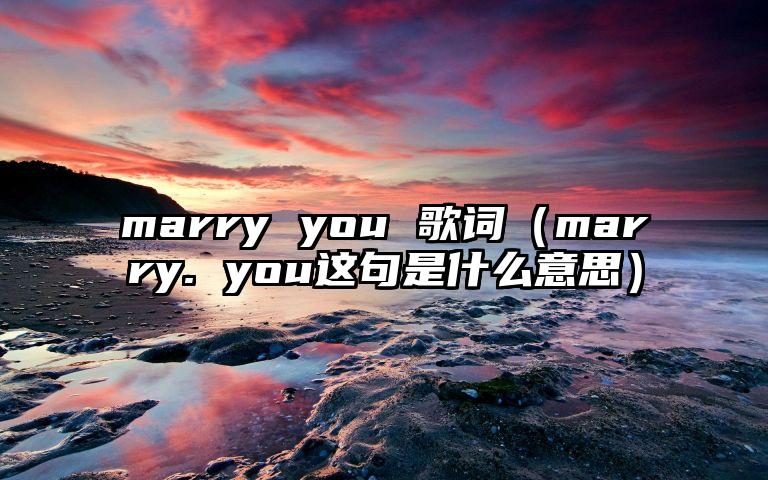 marry you 歌词（marry. you这句是什么意思）